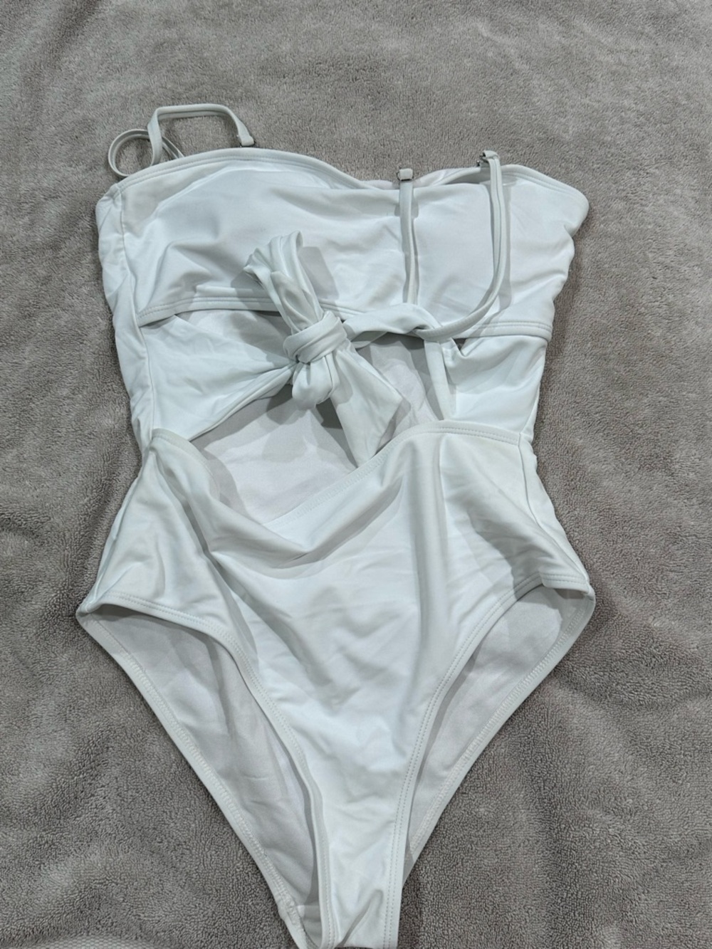 White One-Piece Cutout Swimsuit with Front Knot